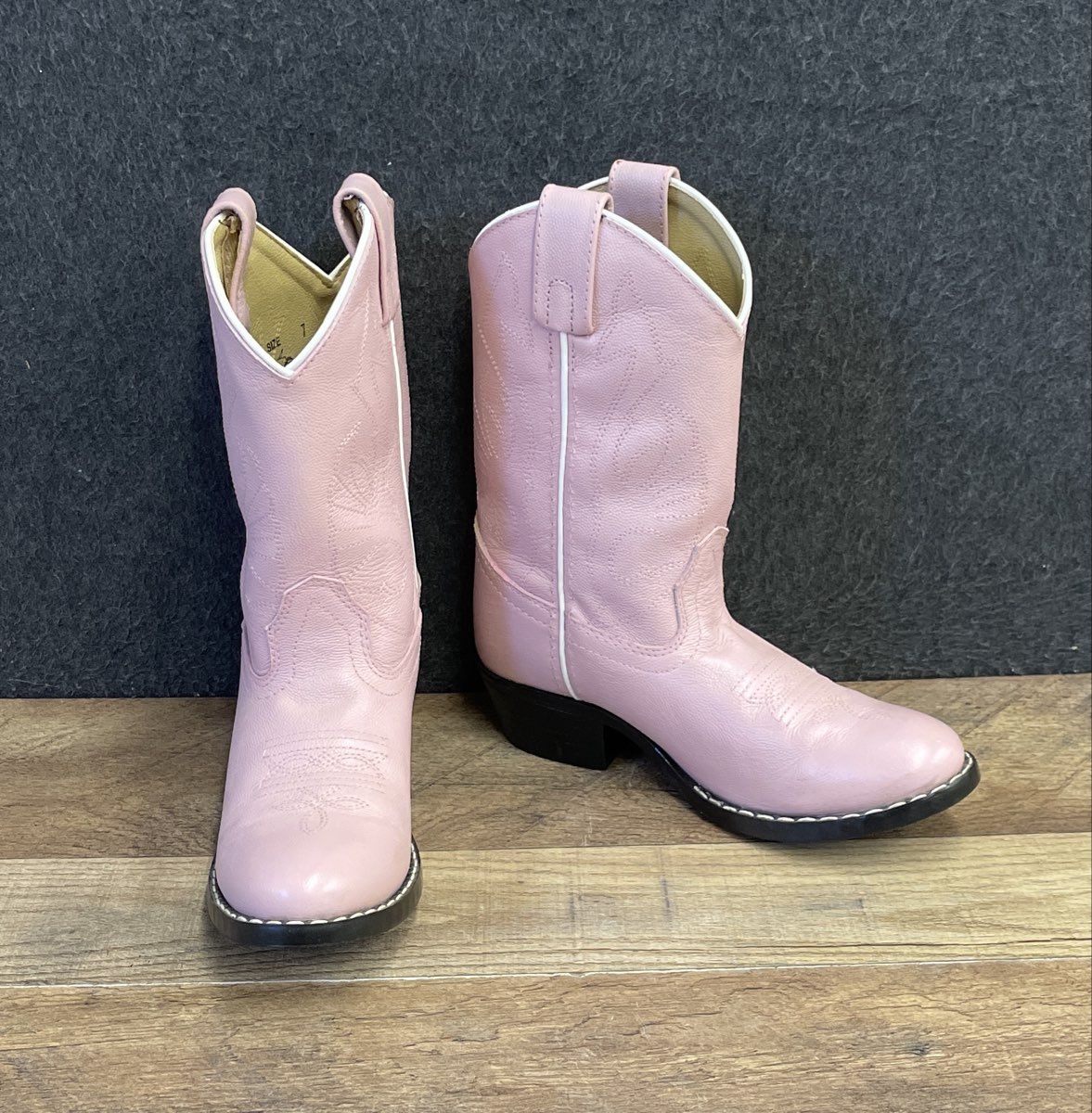 Masterson Boot Co. Pink Leather Western Cowboy Boots Youth Size 1
