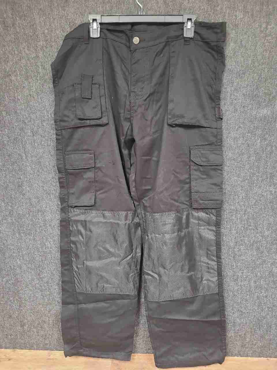 Craze Men's Black Cargo Work Pants Reinforced Knee Multi-Pocket NWT Sz 40 Reg