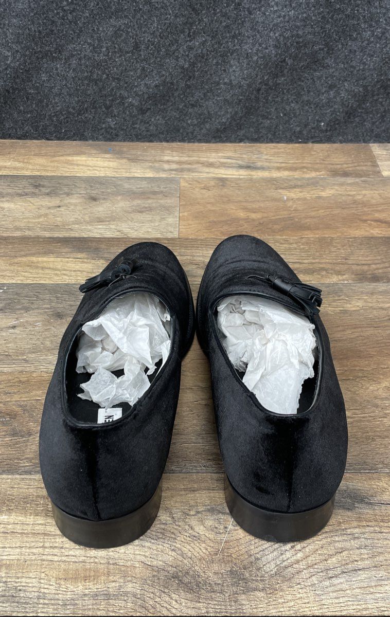 Steve Madden Men's Black Velvet Tassel Loafers Smoking Slippers Size 10