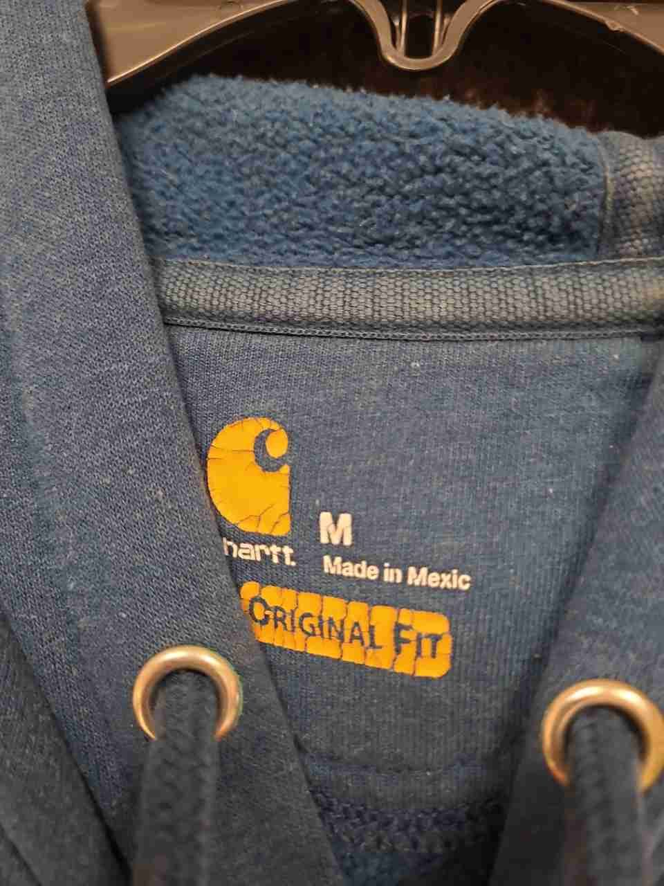 Carhartt Men's Blue K288 Logo Sleeve Original Fit Hoodie Sweatshirt Sz M