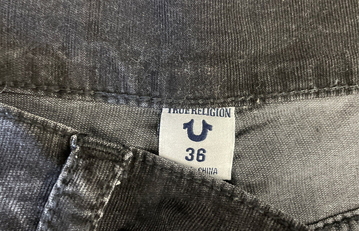 True Religion Men's Ricky Relaxed Straight Washed Black Denim Shorts Sz 36