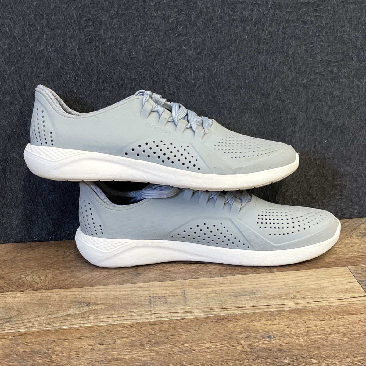 Crocs LiteRide Pacer Grey White Men's Lace Up Sneakers Size 10