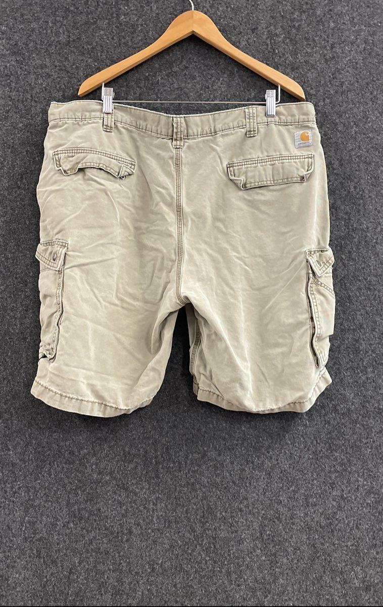 Carhartt Men's Light Green Cotton Canvas Loose Fit Cargo Work Shorts Size 42