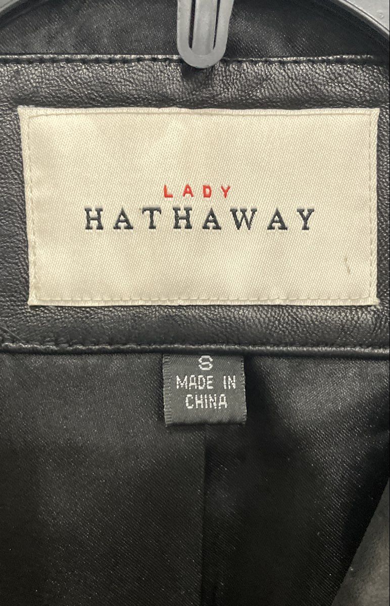 Vintage Y2K Lady Hathaway Women's Black Leather 3-Button Car Coat Jacket Sz 8