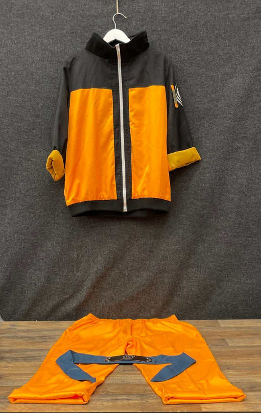 Naruto Unisex Uzumaki Cosplay Costume Orange Black Anime Manga Jacket Pants Set