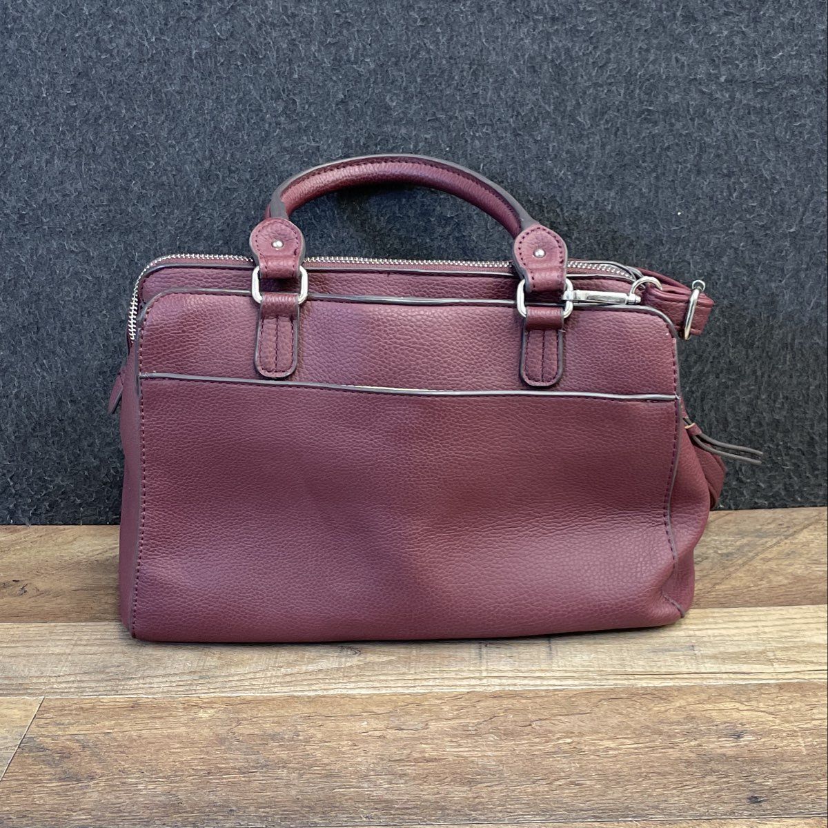 Rosetti Burgundy Floral Embroidered Satchel Crossbody Bag Silver Hardware