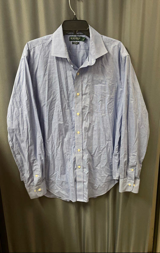 Lauren Ralph Lauren Men's Blue Plaid Classic Fit Non Iron Oxford Sz 17 36/37