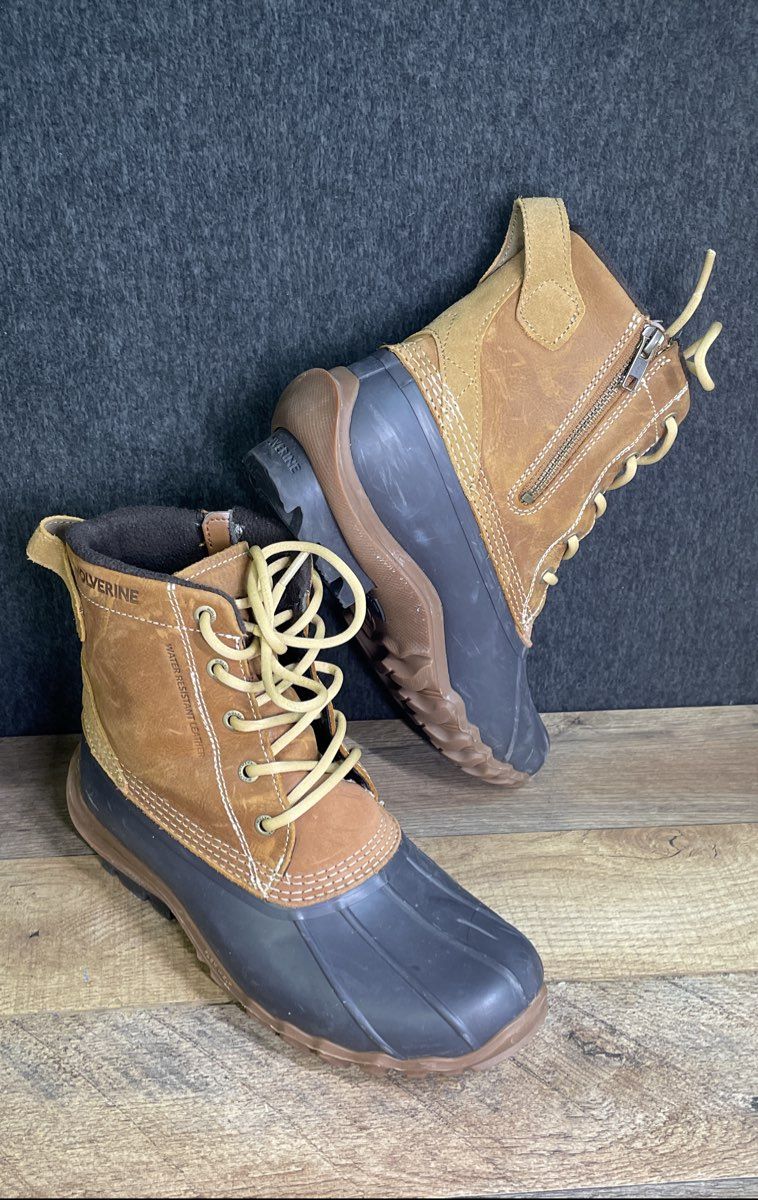 Wolverine Halle Water Resistant Leather Side Zip Duck Boots Brown Size 9.5M