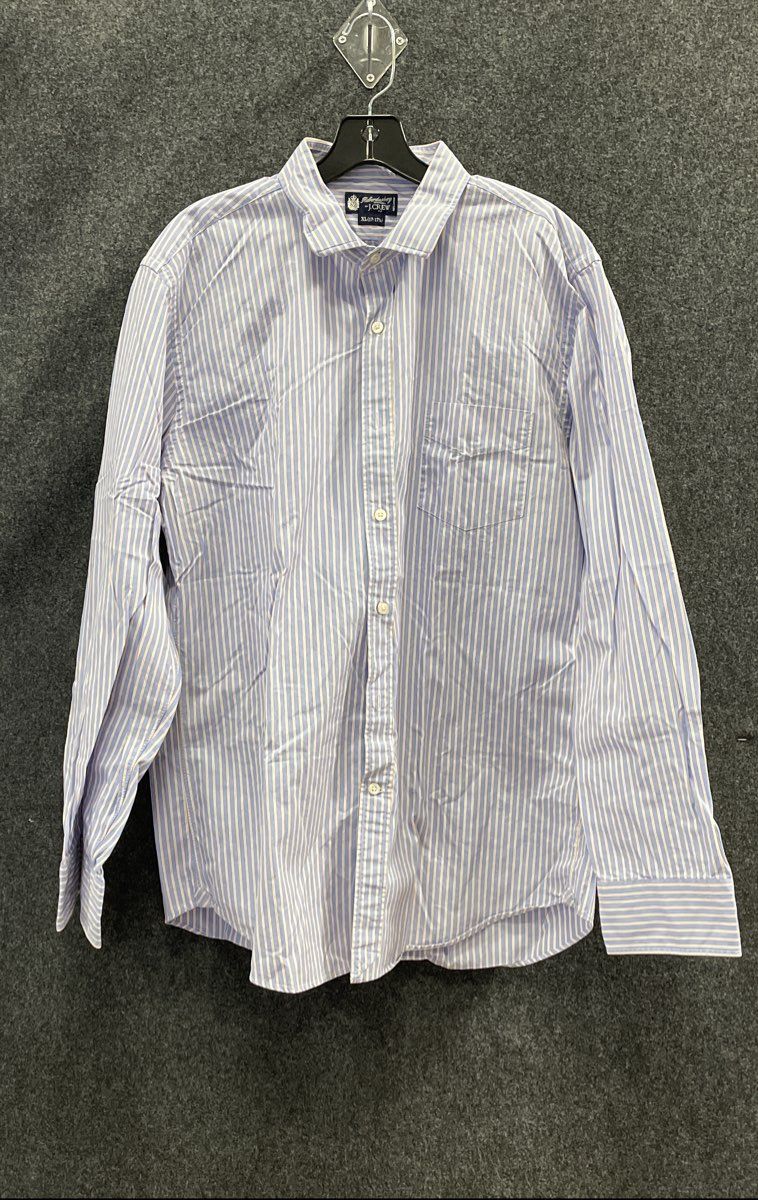 J. Crew Men's Blue Striped Haberdashery 80s 2-Ply Cotton Button Down Shirt Sz XL