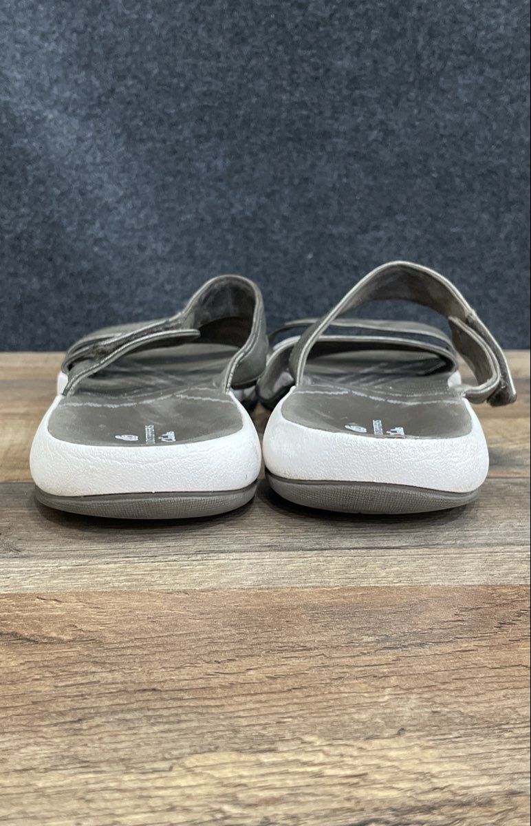 Clarks Cloudsteppers Sillian 2.0 Brown White Metallic Slide Sandals Size 10.5
