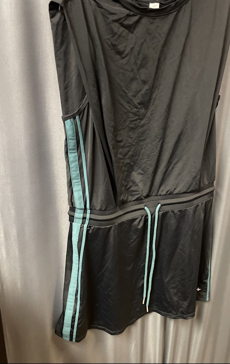 Halara Women's Blue Turquoise Athletic Dress Side Stripe Drawstring NWT Sz L
