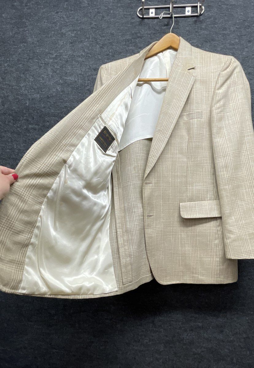 Vintage 80s Kingsridge Men's Plaid Blazer & Sansabelt Brown Pants Suit Set