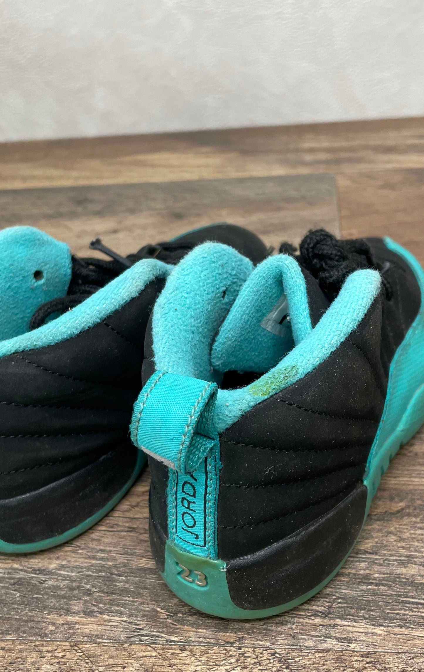 Nike Air Jordan 12 Retro Hyper Jade Black Toddler Sneakers Size 10C