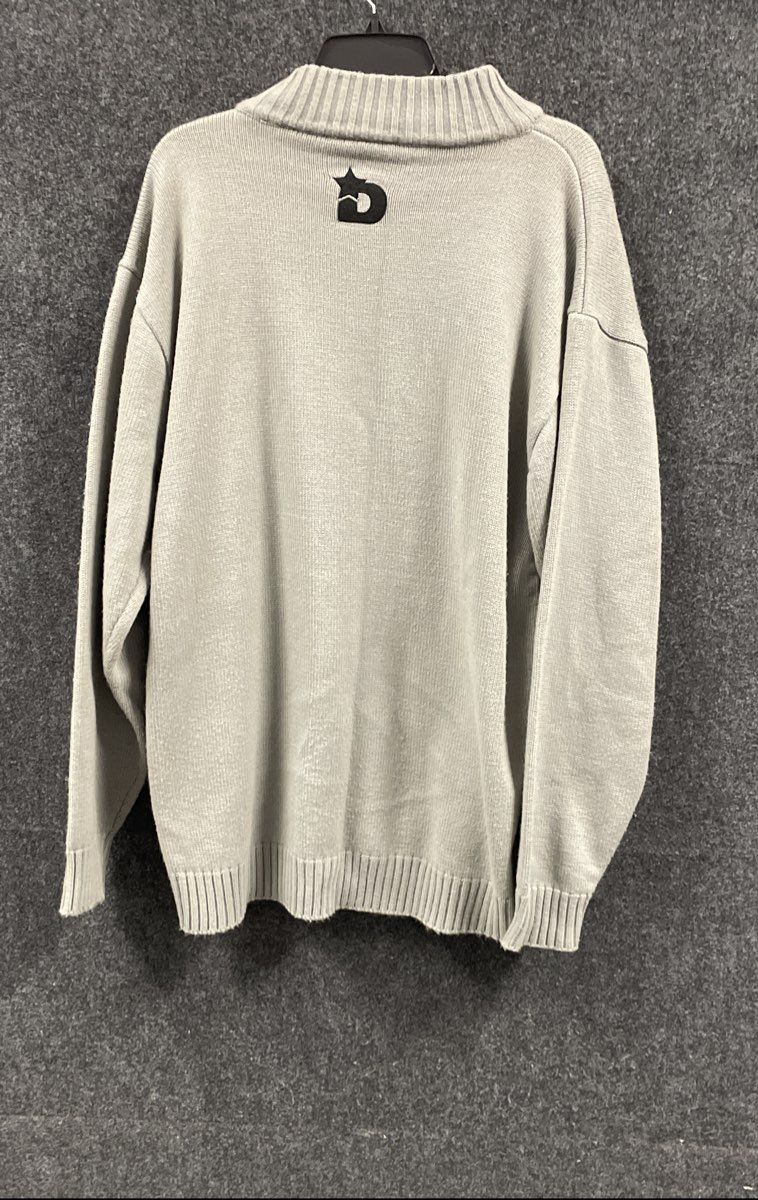 Vintage 90s DISS Men's Gray Black White Striped Mock Neck Sweater Sz XL