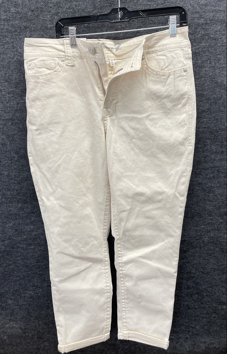 Seven7 Women's White Starlette Crop Mid Rise Skinny Pants Crafted Pocket NWT 14