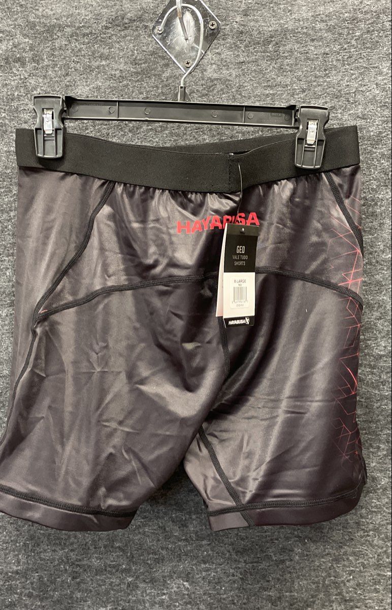 Hayabusa Men's Geo Vale Tudo Shorts Black Red Compression MMA Grappling XL NWT