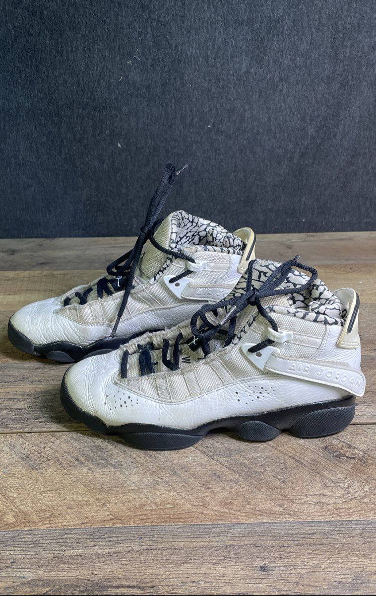 Nike Air Jordan 6 Rings Motorsport White Black Youth Sneakers Size 5.5Y