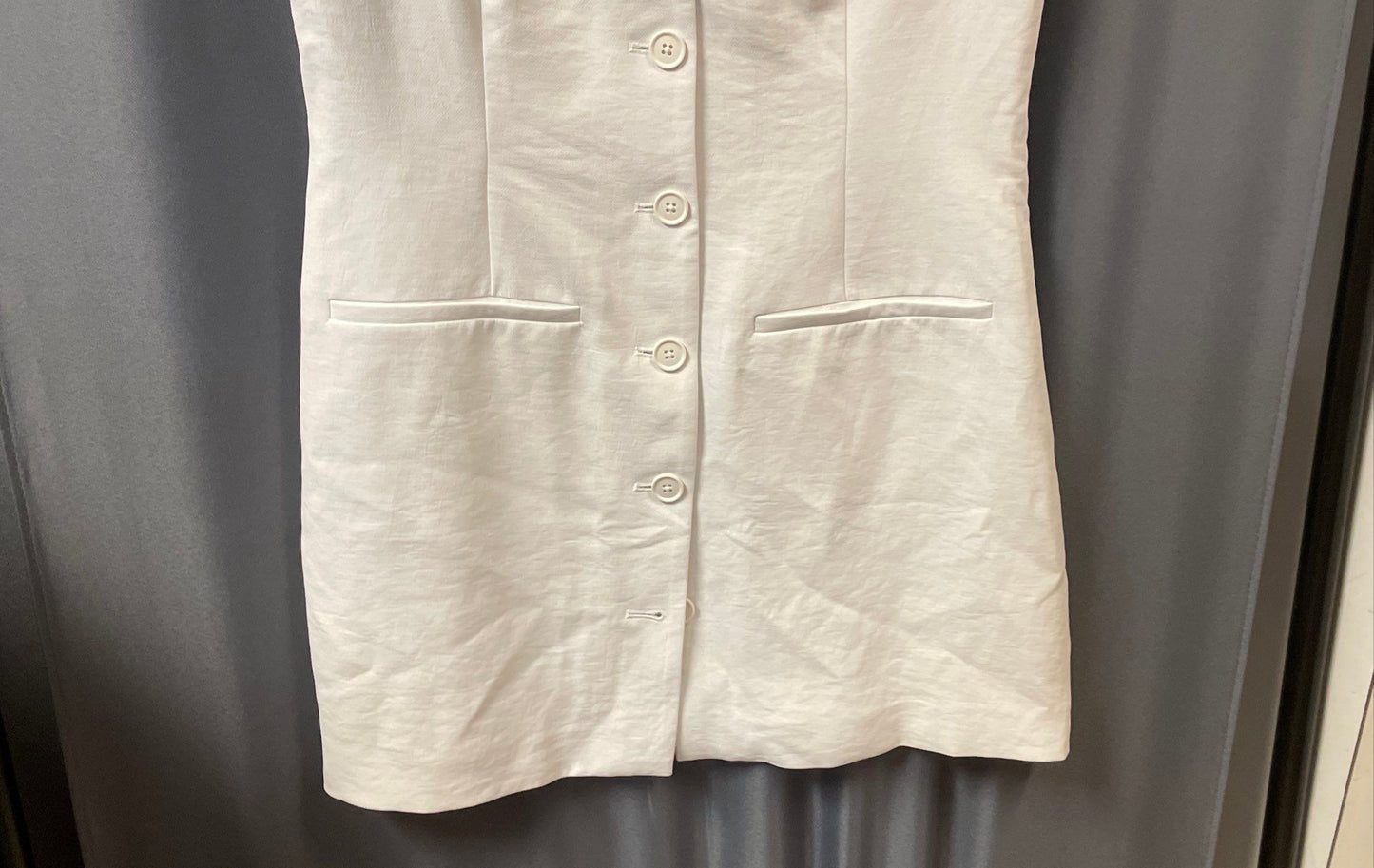 Abercrombie & Fitch Women's White Button Linen-Blend Vest Mini Dress NWT Sz MP