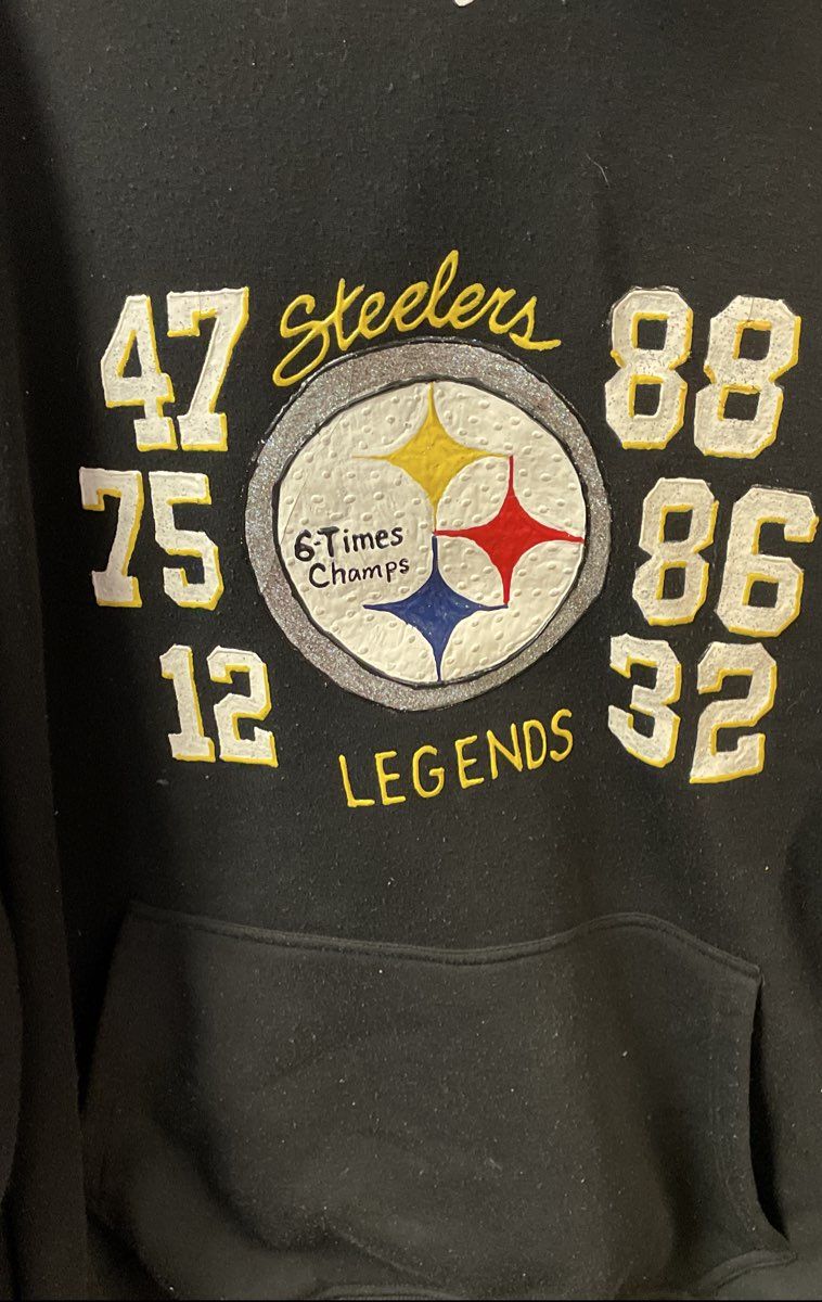 GVB Men's Pittsburgh Steelers Black Hand Decorated Legends Hoodie Sz 6XL