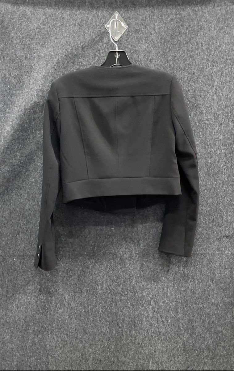 White House Black Market Women's Black Cropped Blazer Wide Leg Pants Suit Sz 2