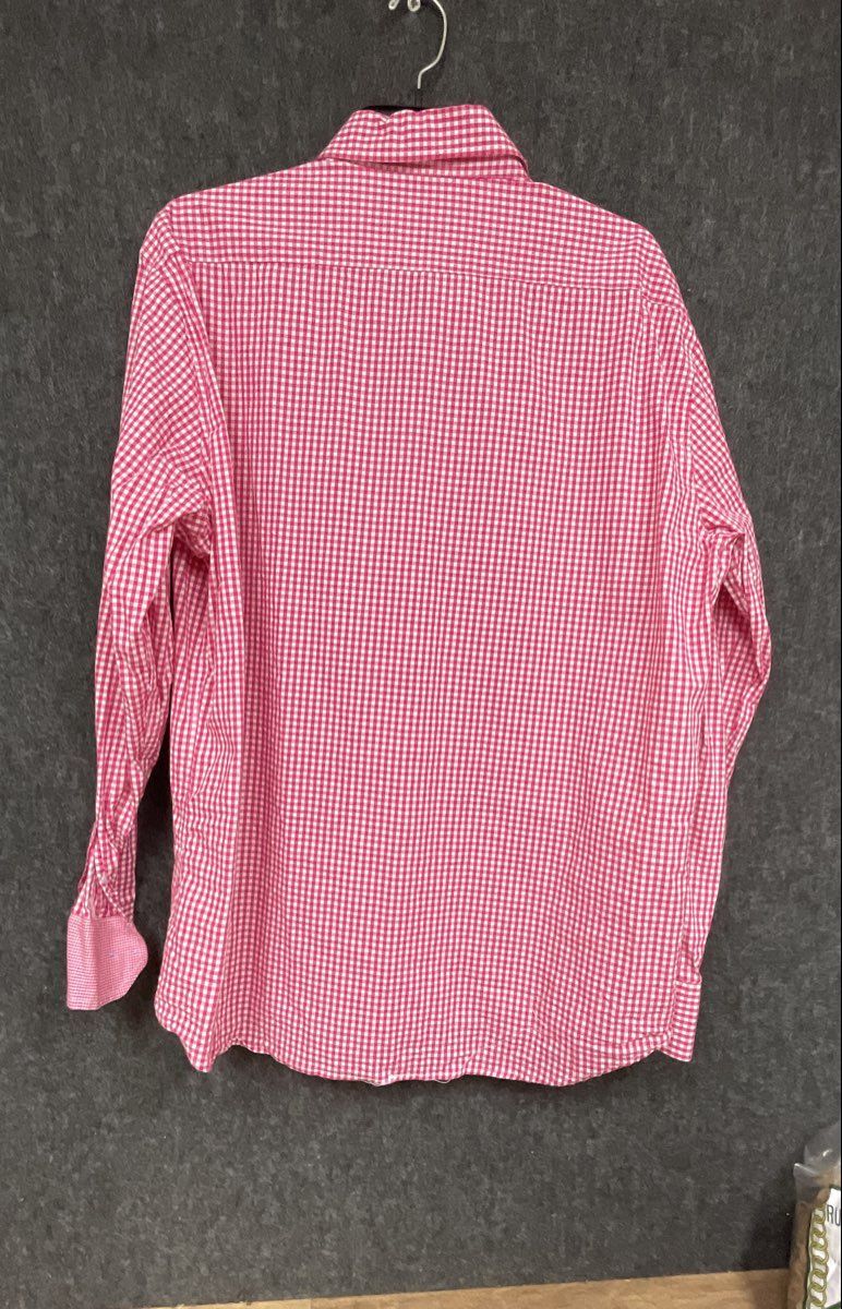 Tailorbyrd Men's Pink White Gingham Check Long Sleeve Button Down Shirt Sz XL