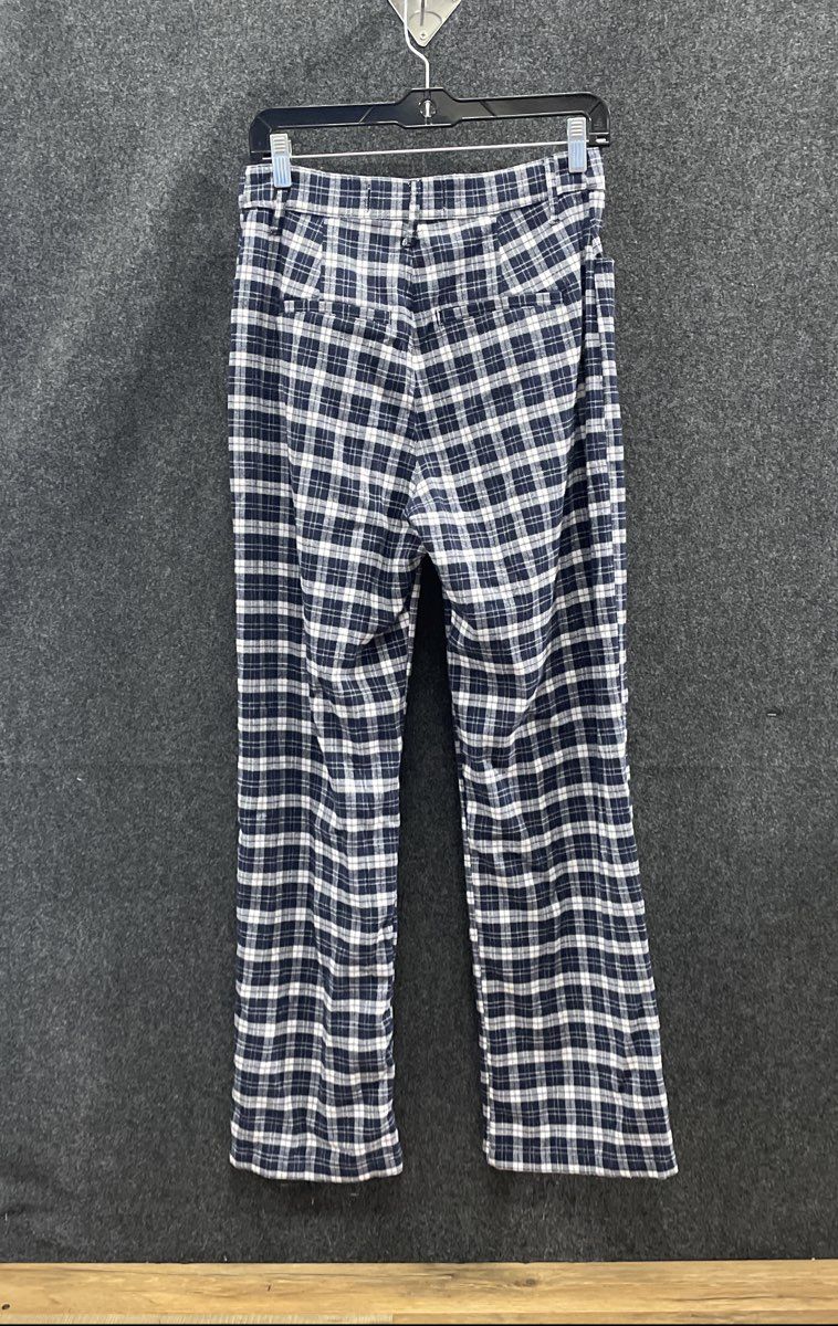 Hollister Women's Blue White Plaid Ultra High Rise Pants Sz 5R w27