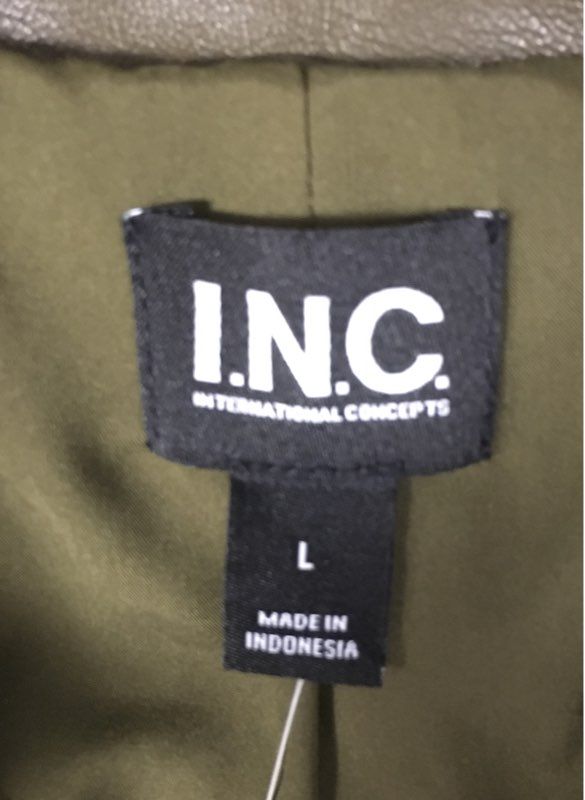 INC International Concepts Women's Olive Faux Leather Moto Jacket NWT Sz L