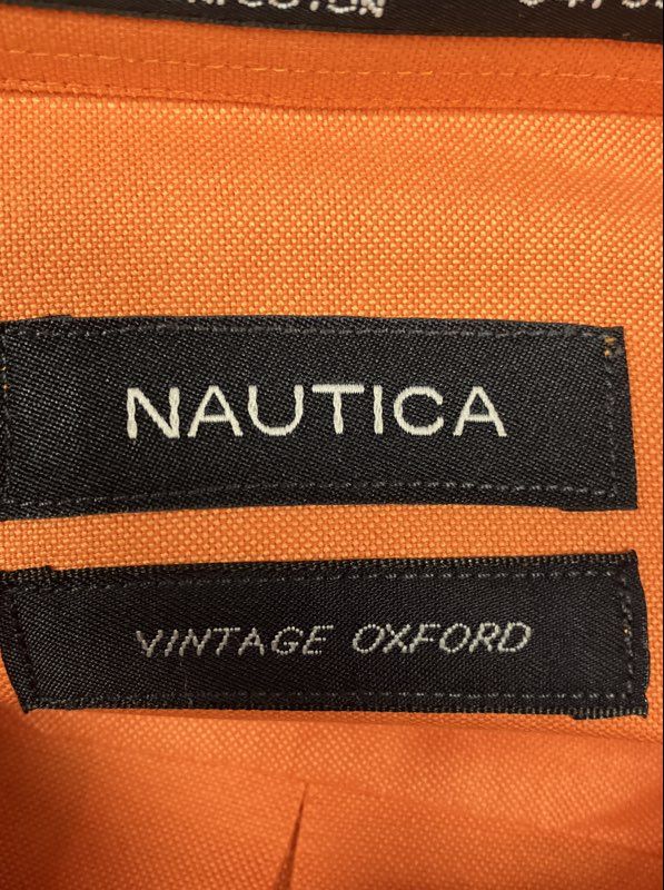 Nautica Men's Orange Vintage Oxford Button Down Dress Shirt Sz 16 34/35 NWT