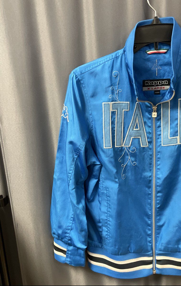 Kappa Men's Blue Italia Full Zip Track Jacket Embroidered Italy Soccer Sz XL