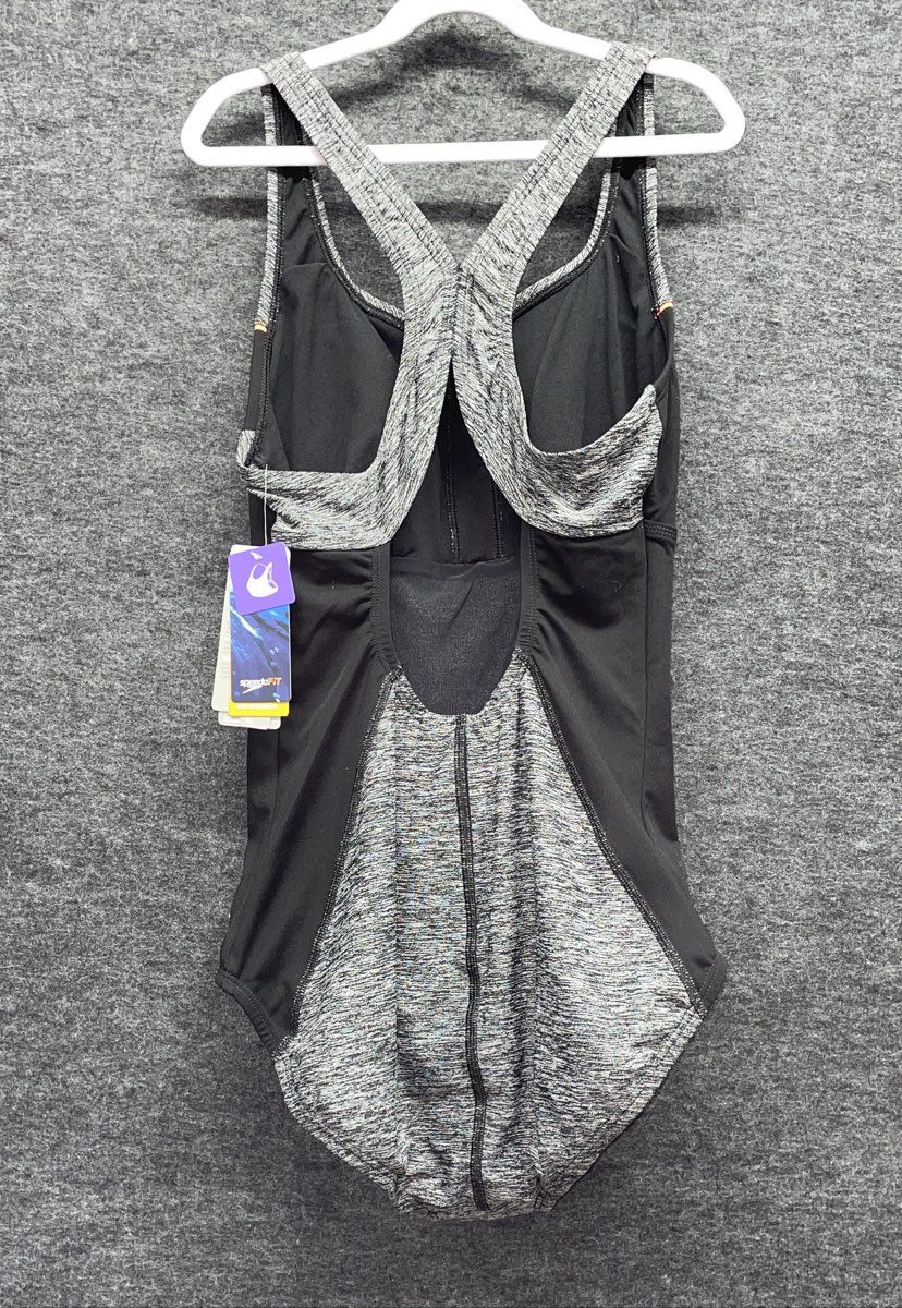 Speedo Women's SpeedoFit Core Compression One Piece Swimsuit Gray NWT Sz 10
