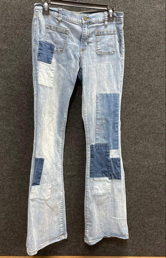 New York & Company Soho Women's Light Wash Patchwork Flare Jeans Sz 8