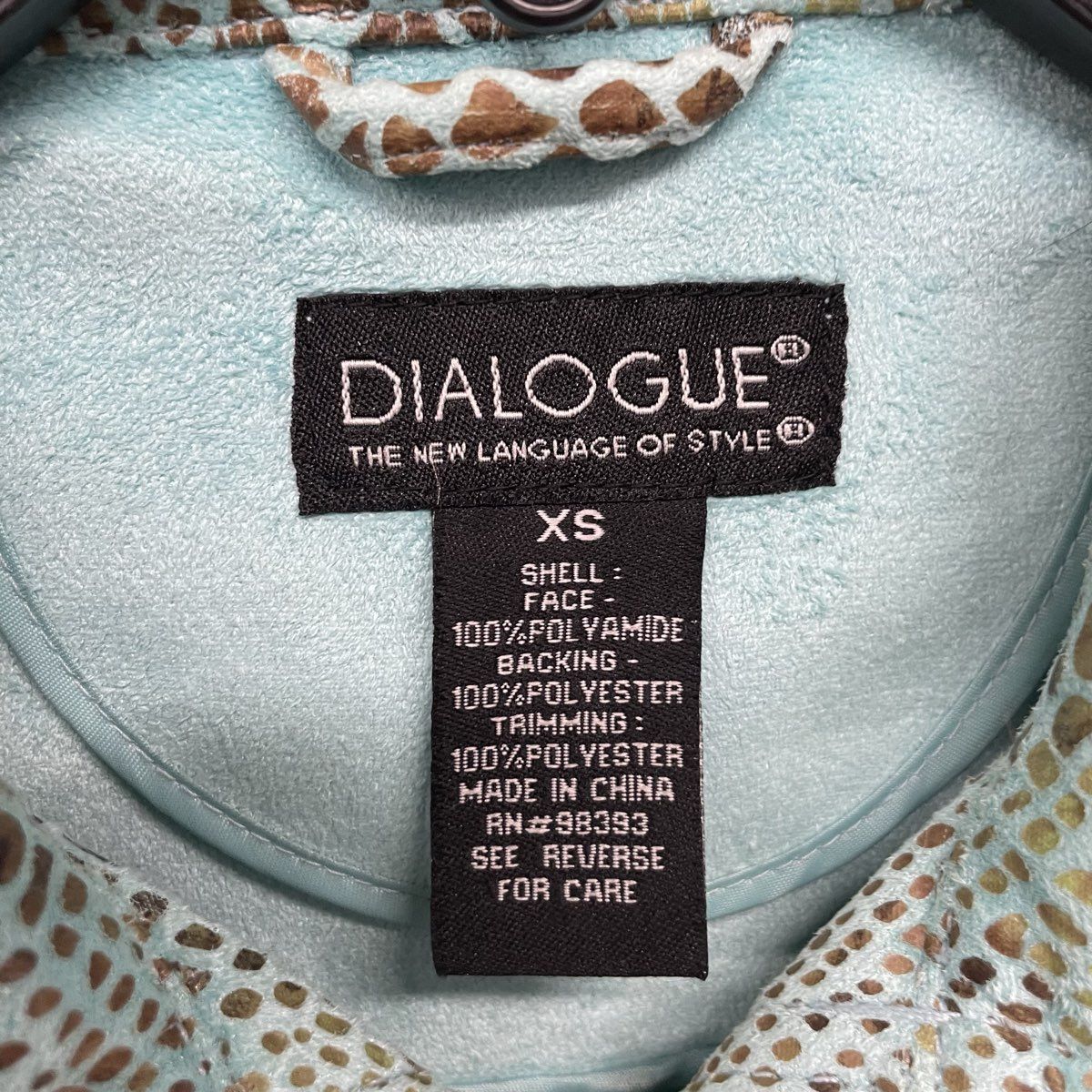 Dialogue Women's Mint Green Snakeskin Print Faux Leather Zip Jacket Sz XS