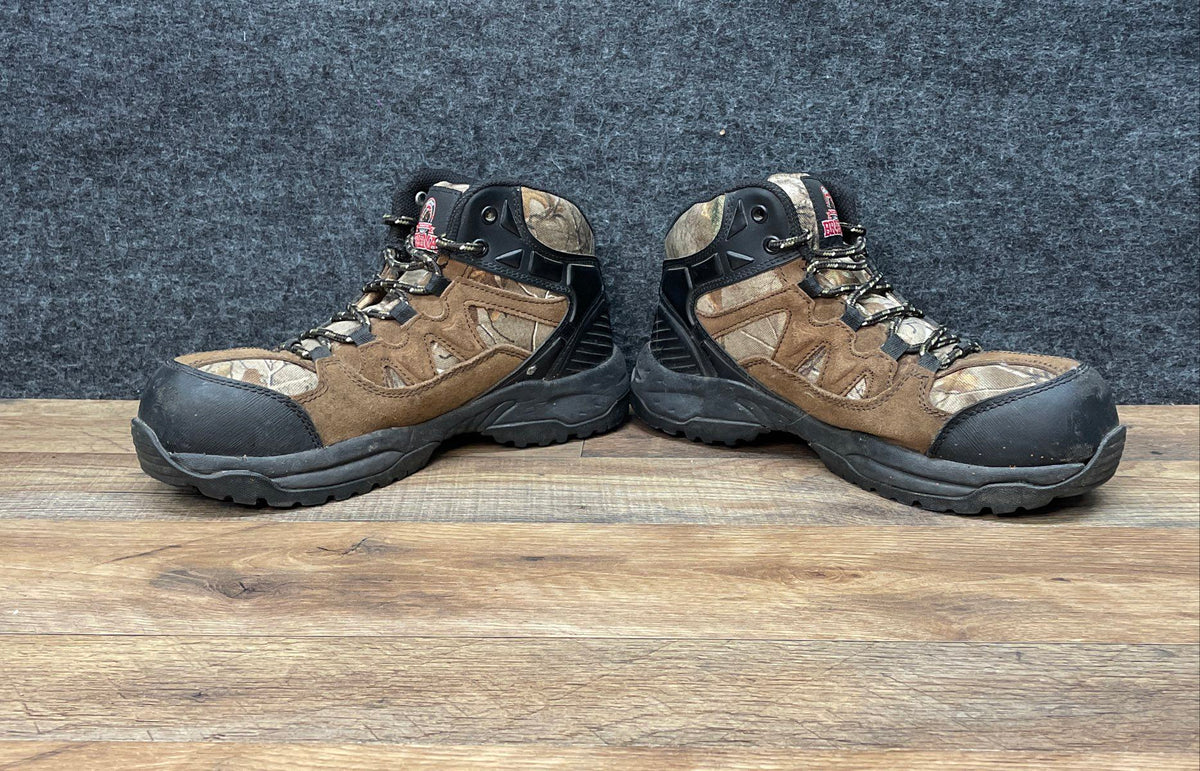 Brahma Men's Mossy Oak Camo Leather Safety Toe Work Boots Size 8W