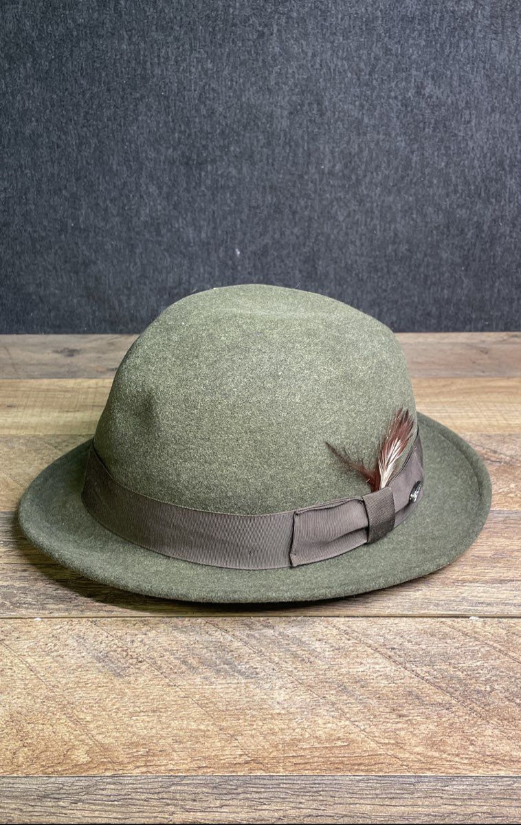 Bailey of Hollywood Men's Fedora Hat Dark Green LiteFelt Wool Packable USA Sz L