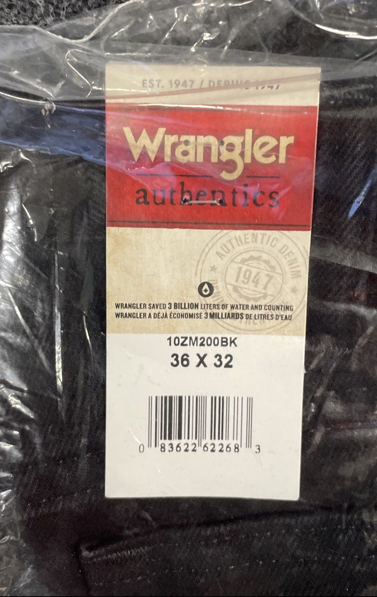 Wrangler Authentics Men's Jeans Black 10ZM200BK Regular Fit Size 36x32 NWT