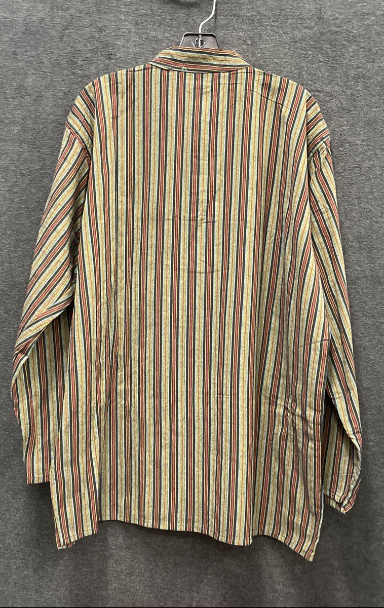 EZ Hippie Men's Multicolor Striped Cotton Kurta Henley Tunic Made in Nepal XXL
