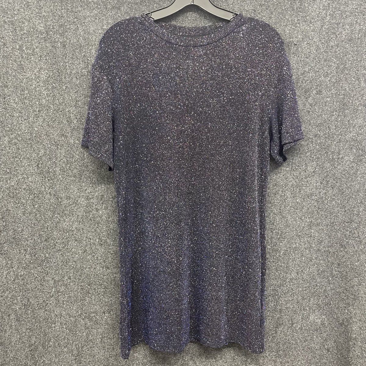 H&M Divided Women's Metallic Sparkly Knit Tunic Shirt Black Glitter NWT Sz 0