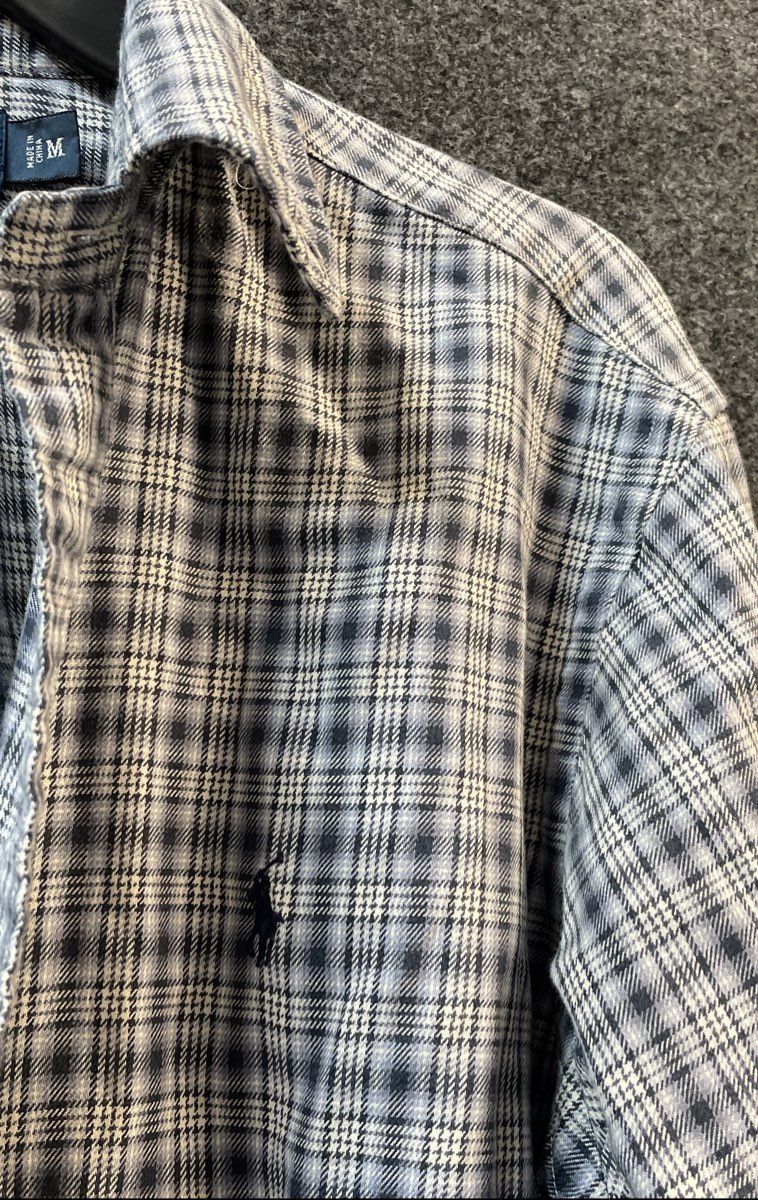 Ralph Lauren Men's Blue Plaid Classic Fit Cotton Button Down Shirt Sz M