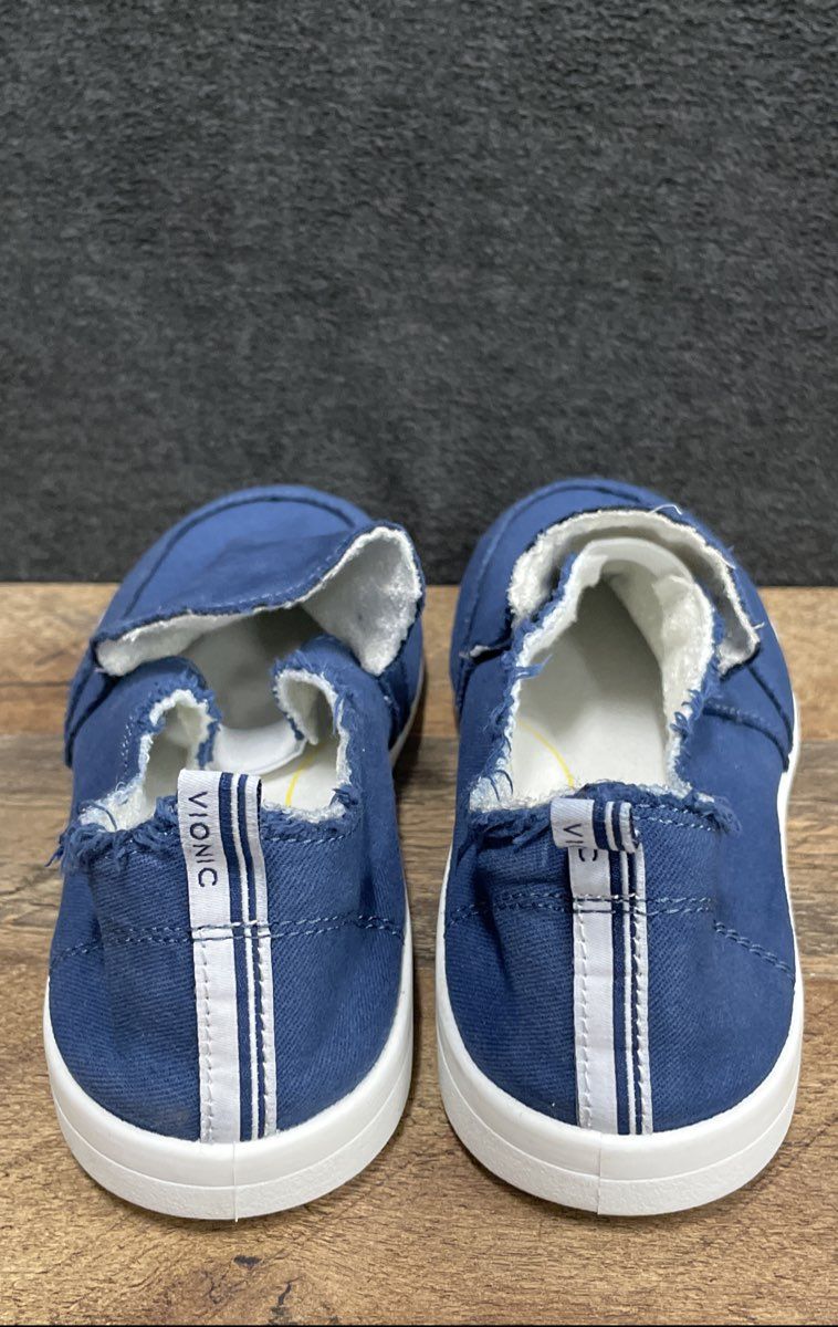 Vionic Beach Malibu Navy Canvas Slip On Sneakers Women's Size 9