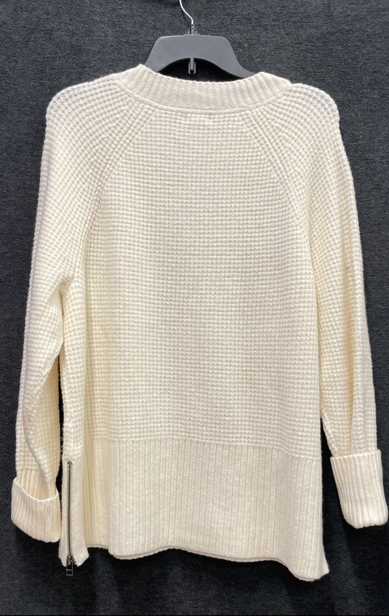 L.L. Bean Women's Cream SuperSoft Waffle Crewneck Sweater Side Zip NWT XL