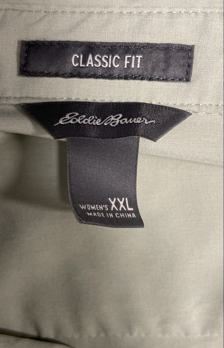 Eddie Bauer Women's Light Sage Classic Fit Long Sleeve Utility Shirt XXL