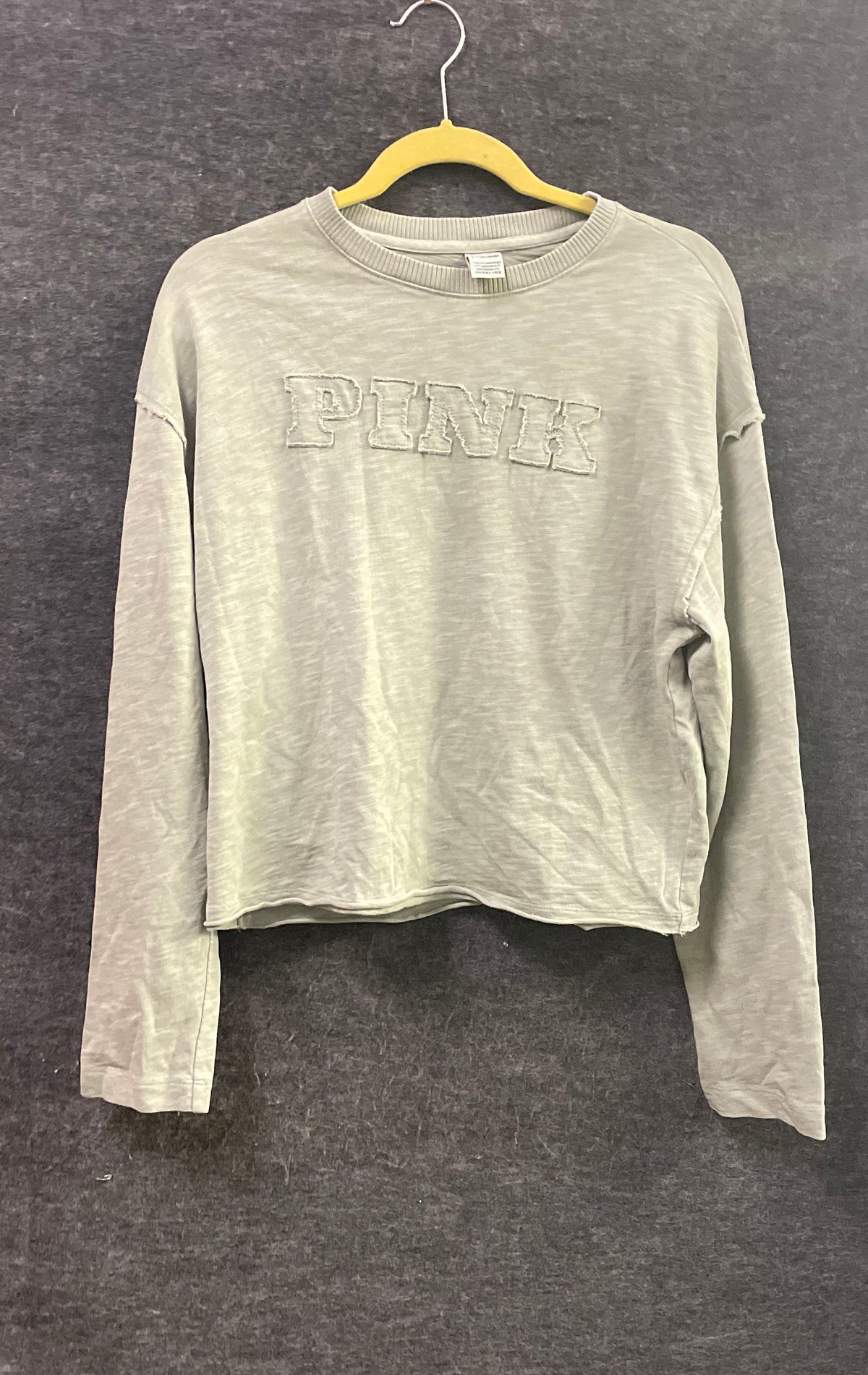 PINK Victoria's Secret Women's Sage Green Slub Knit Graphic Top NWT Sz S