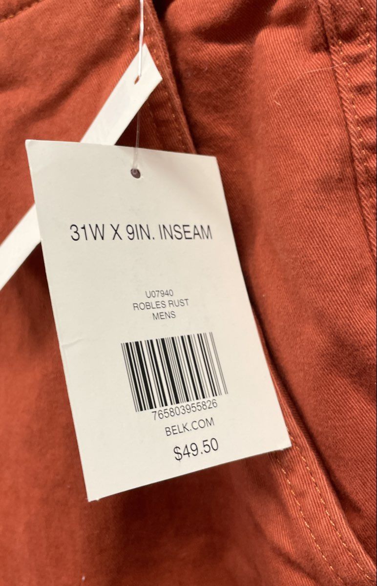 True Craft Men's Rust Red Chino Shorts 9" Inseam NWT Sz 31W