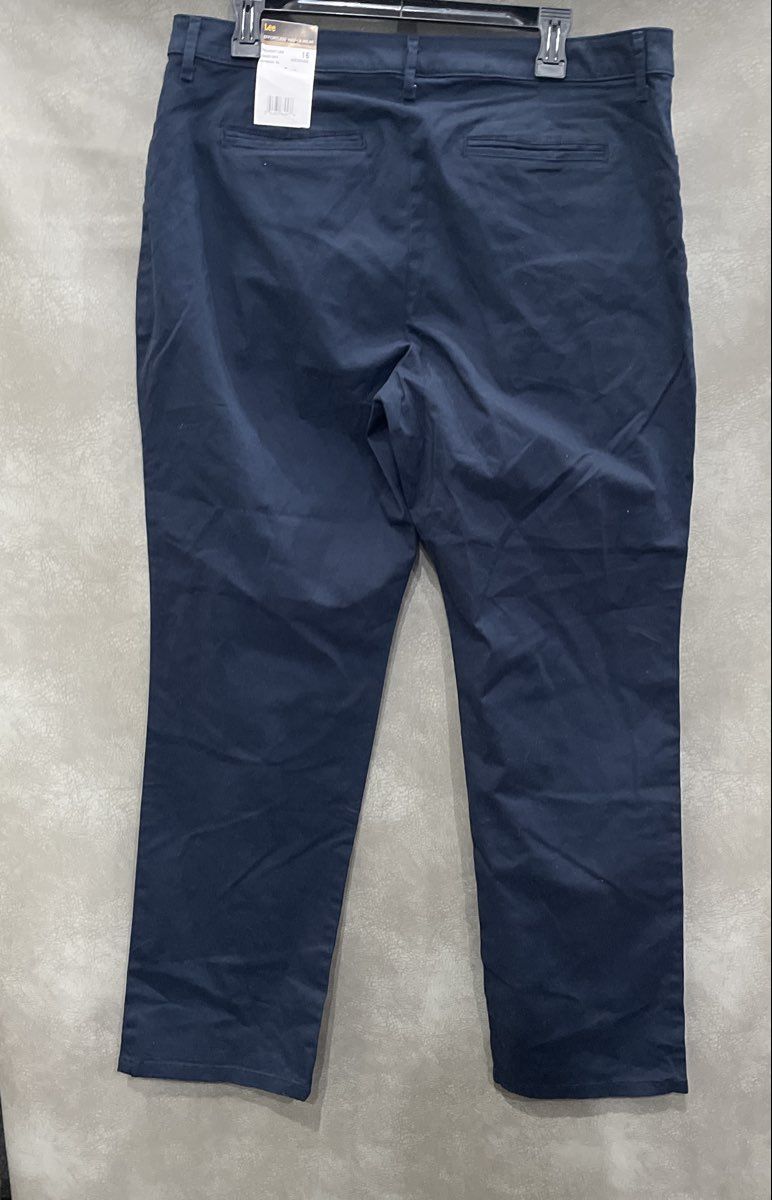 Lee Women's Imperial Blue Effortless Wash & Wear Straight Leg Pants Sz 16 M NWT