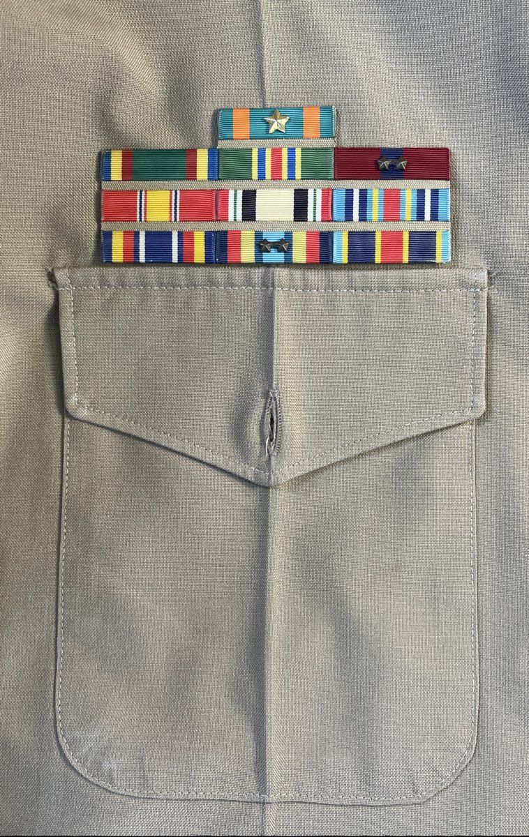 DSCP USMC Men's Tan Service Uniform Shirt Staff Sergeant Rank Insignia Ribbons