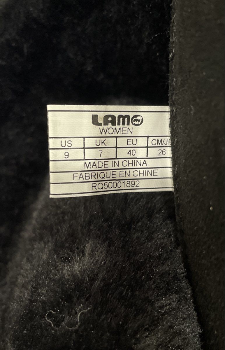 Lamo Black Faux Fur Lined Lace Back Tall Boots Women's Size 9