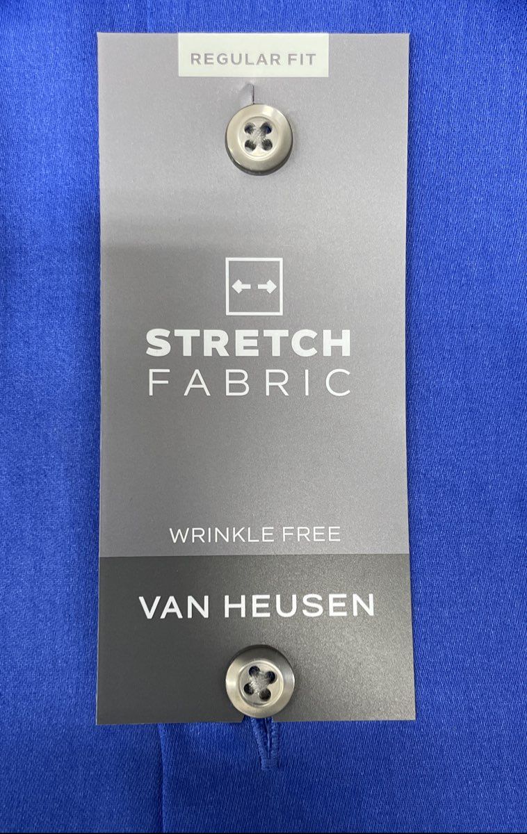 Van Heusen Men's Balard Blue Stretch Lux Sateen Dress Shirt XL 17.5 34/35 NWT