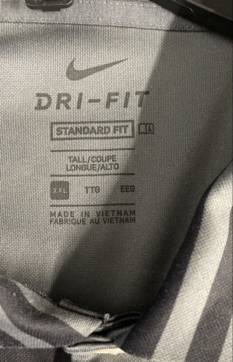 Nike Men's Gray Striped Dri-FIT Standard Fit Golf Polo Short Sleeve Sz XXL Tall