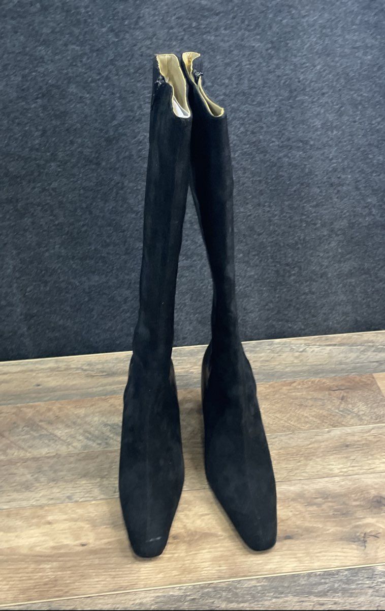 Dune London Black Suede Leather Tall Knee High Pointed Toe Boots Women's Size 39