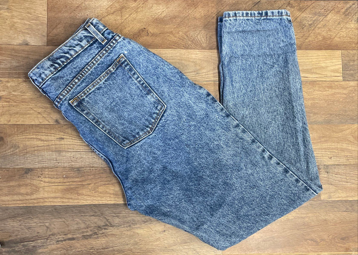 American Apparel Women's Acid Wash High-Waist Jeans Blue Cotton Denim Sz 32